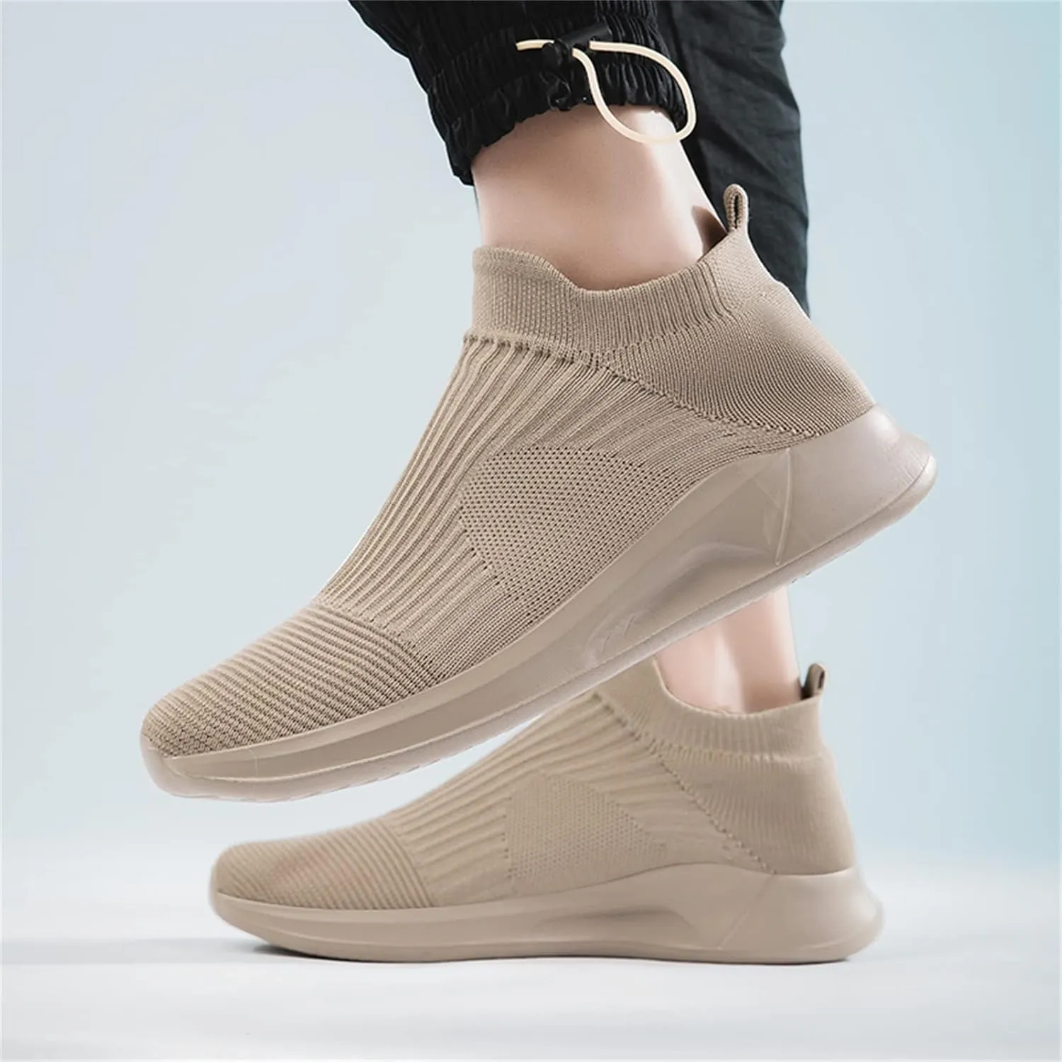 Men's Slip on Walking Shoes Comfy Knitted Memory Foam Breathable Mesh Fashion Sneakers Non Slip Arch Support Cushioning Athletic Running Shoes