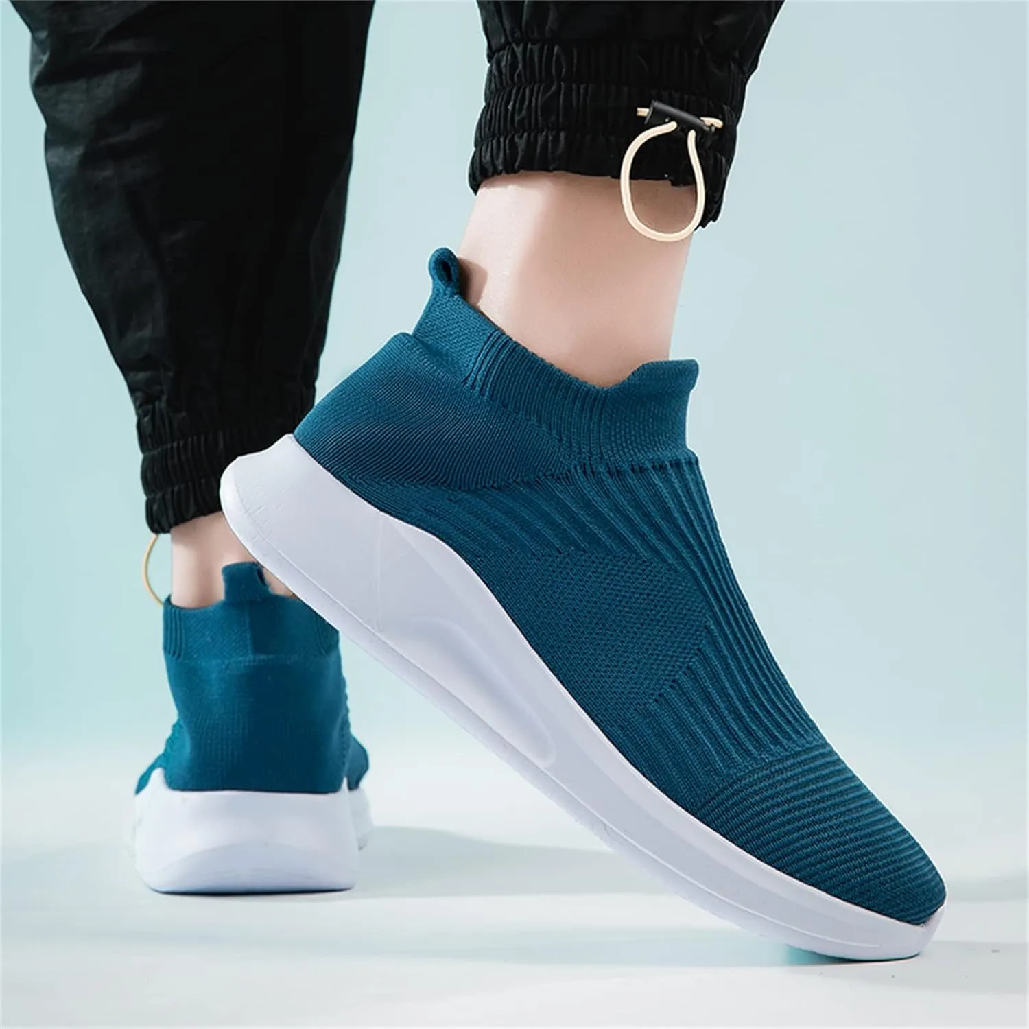 Men's Slip on Walking Shoes Comfy Knitted Memory Foam Breathable Mesh Fashion Sneakers Non Slip Arch Support Cushioning Athletic Running Shoes
