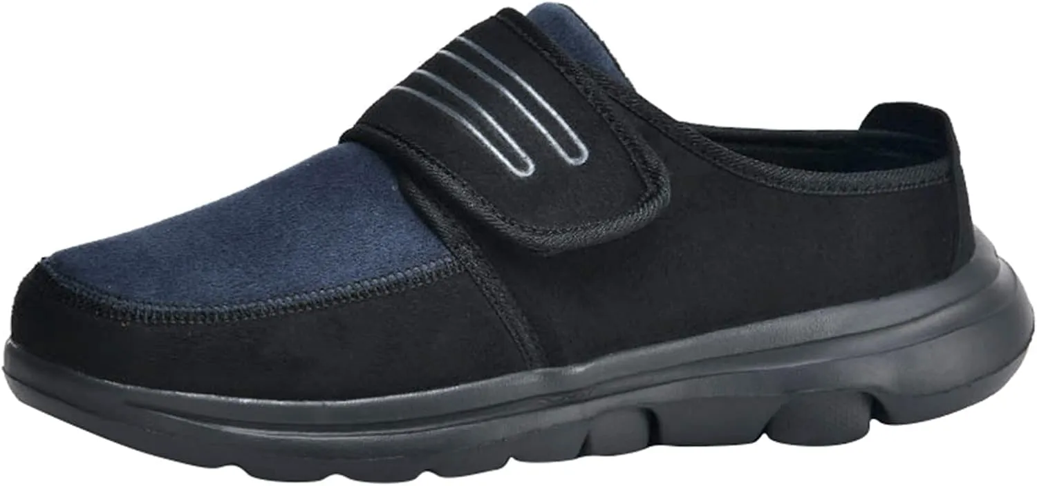 Men's Slip on Walking Shoes Comfy PU Leather Memory Foam Breathable Fashion Sneakers Non Slip Travel Jogging Workout Tennis Shoes Wide Width