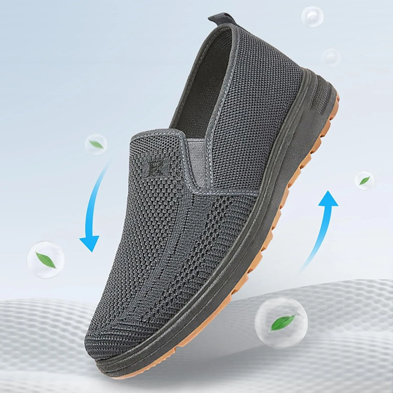 Men's Slip Shoes Fashion Spring and Summer Men Casual Shoes Flat Soft Bottom Mesh Breathable Slip On Comfortable Solid