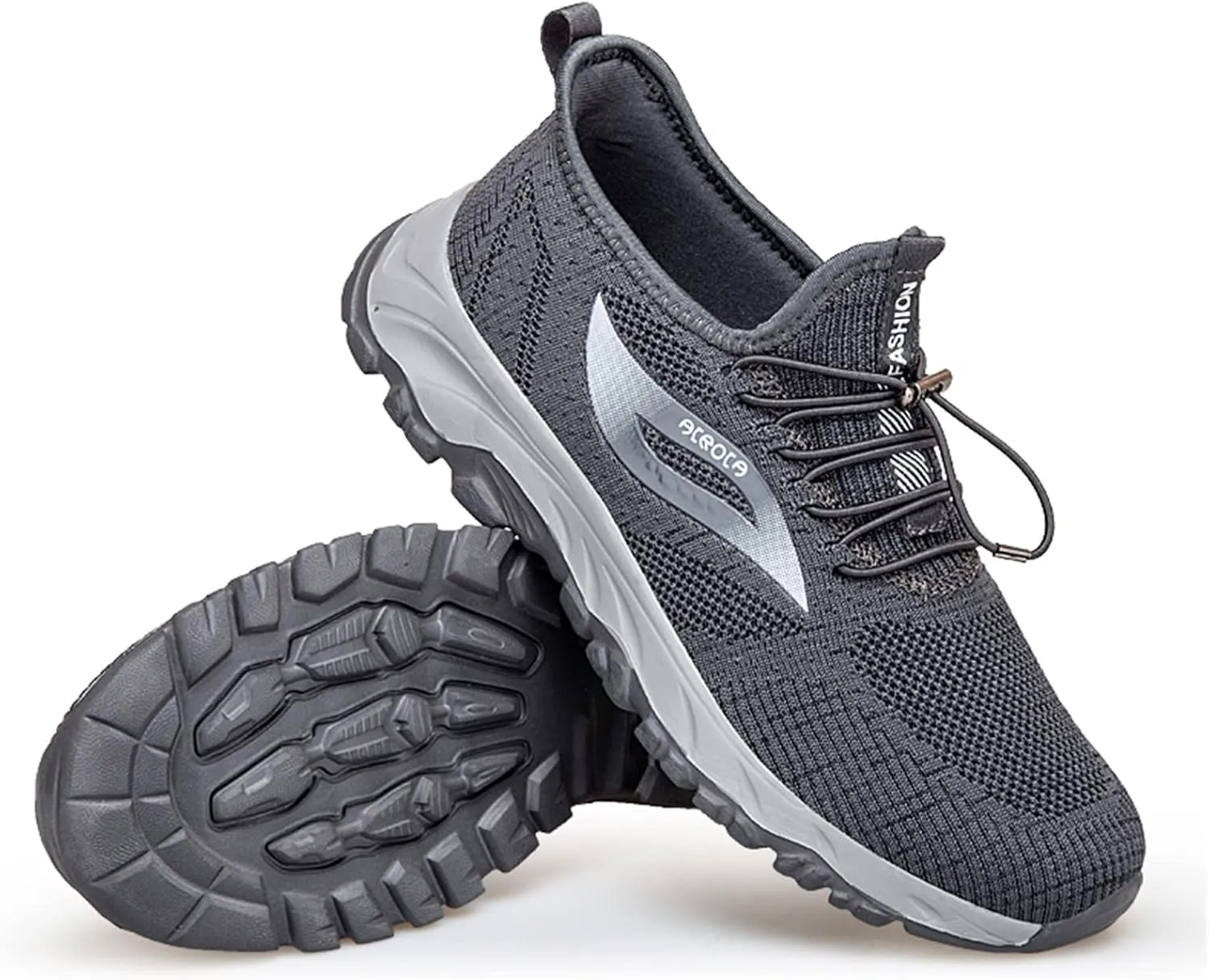 Men's Sneakers with Adjustable Lace Breathable Mesh Comfortable Sole Slip On Shoes for Men Daily Walking Working Workout Non Slip Lightweight Shoes for Male Summer Spring