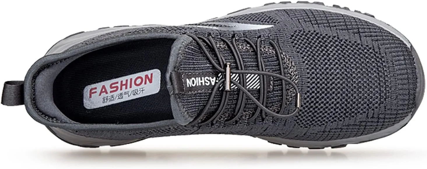 Men's Sneakers with Adjustable Lace Breathable Mesh Comfortable Sole Slip On Shoes for Men Daily Walking Working Workout Non Slip Lightweight Shoes for Male Summer Spring