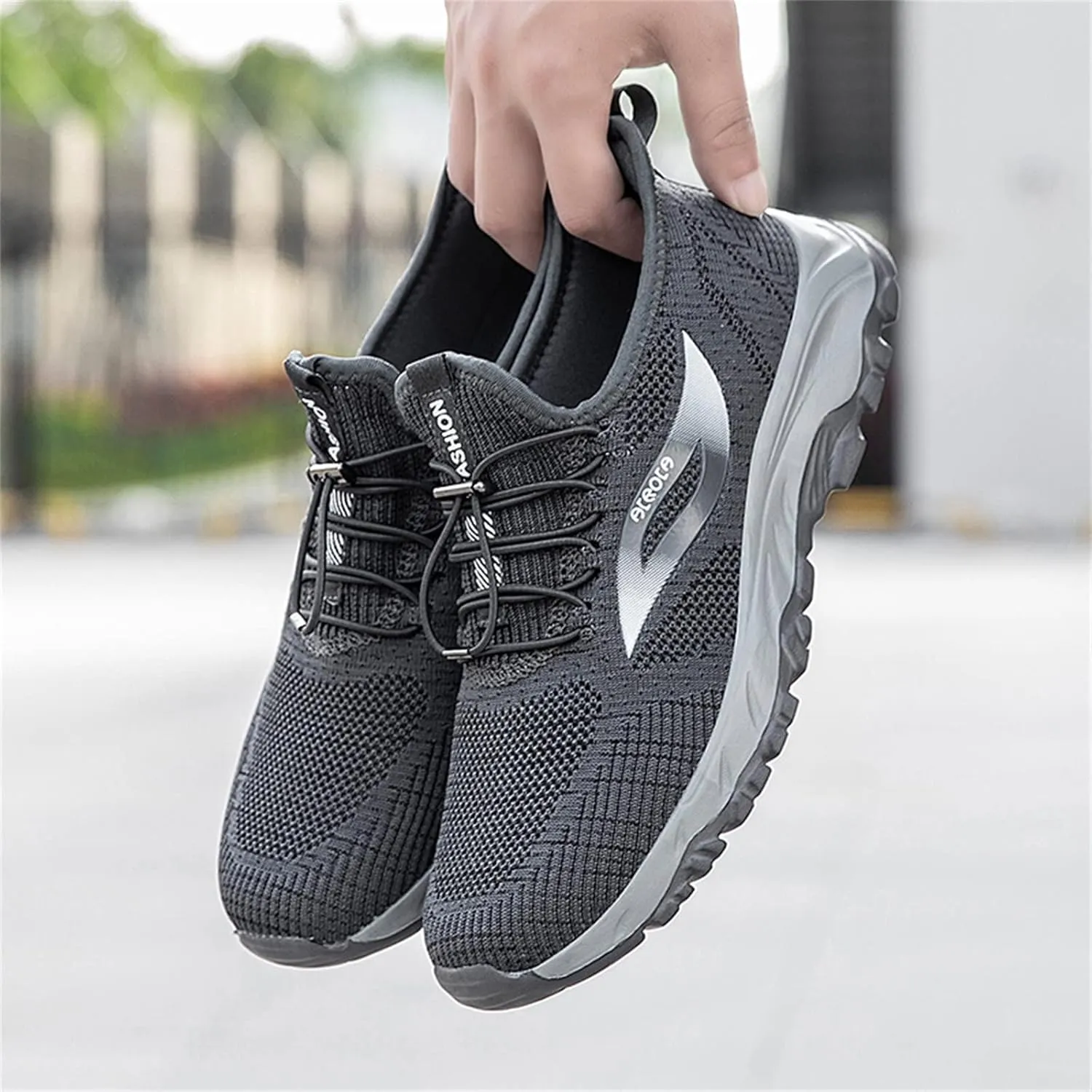 Men's Sneakers with Adjustable Lace Breathable Mesh Comfortable Sole Slip On Shoes for Men Daily Walking Working Workout Non Slip Lightweight Shoes for Male Summer Spring