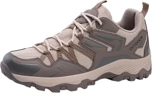 Men's Sports Shoes Men Breathable Non Slip Runnig Shoe Leather Low-Top Hiking Lace Up Sneakers for Outdoor Climbing Trekking Camping Walking Daily Working