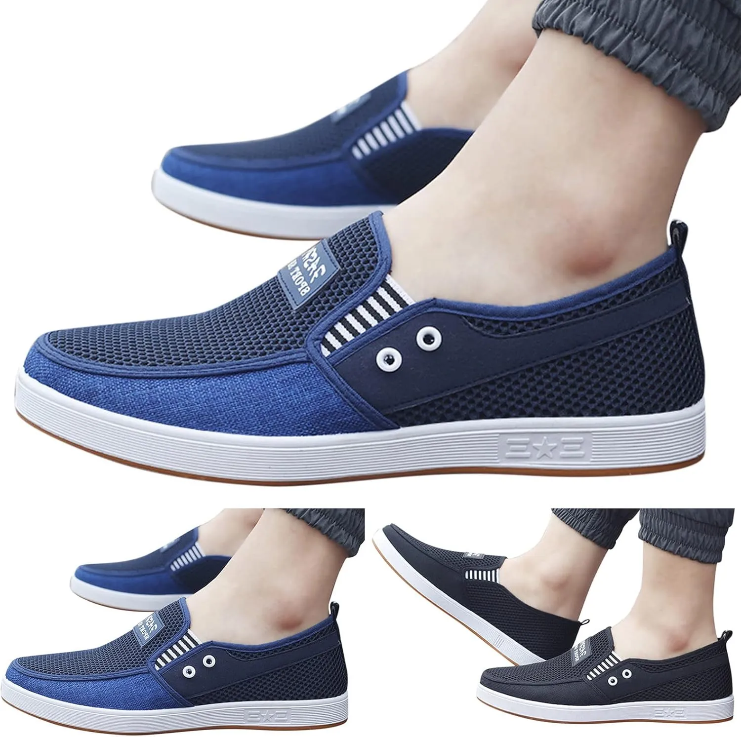 Mens Tennis Shoes Fashion All Season Men Casual Shoes Flat Non Slip Sole Mesh Breathable and Lightweight Comfortable