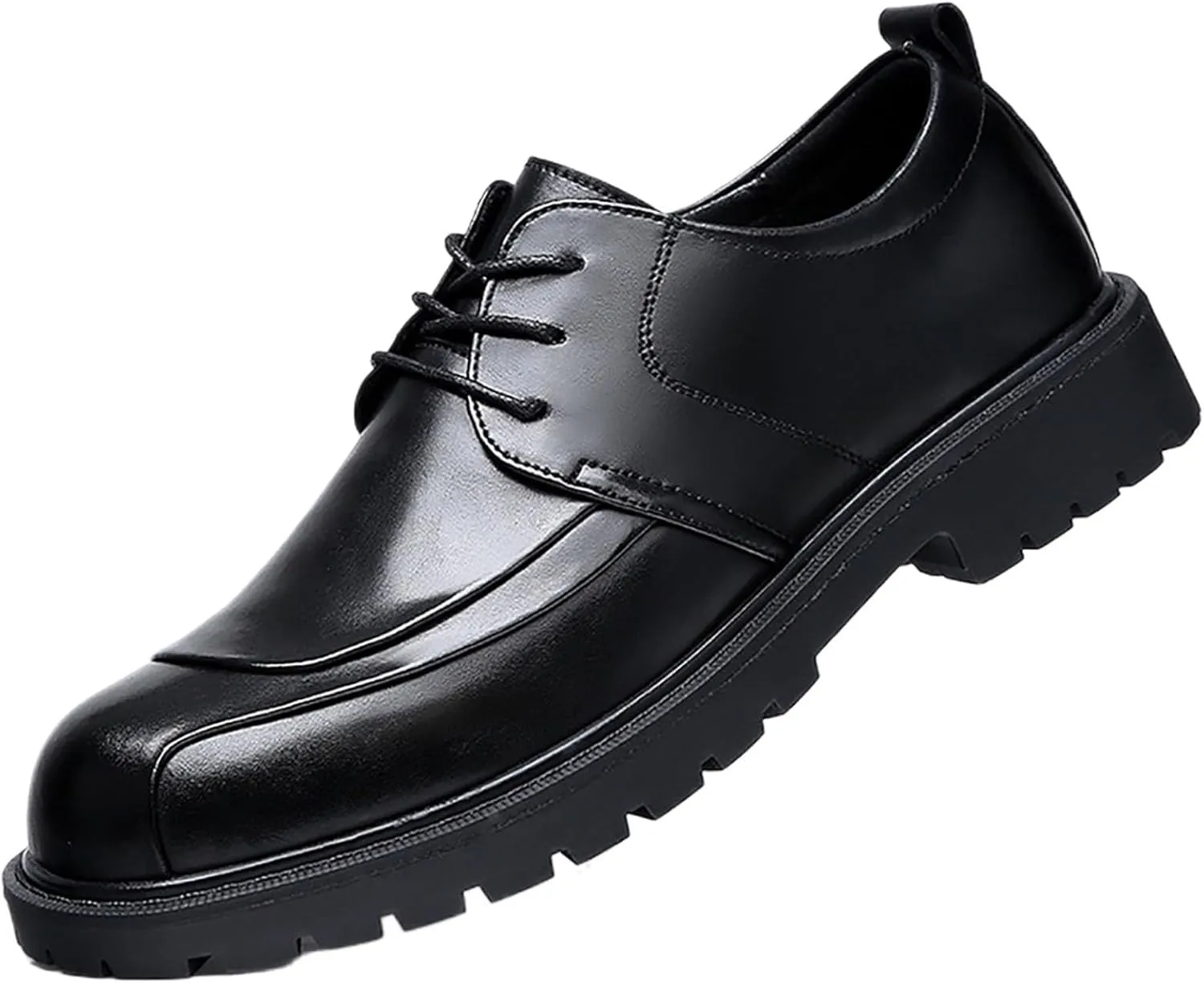 Men's Thick Sole Casual British Business Dress Shoes Comfortable Breathable Soft Leather Rubber Sole for Stability Ideal for Office and Occasions Perfect