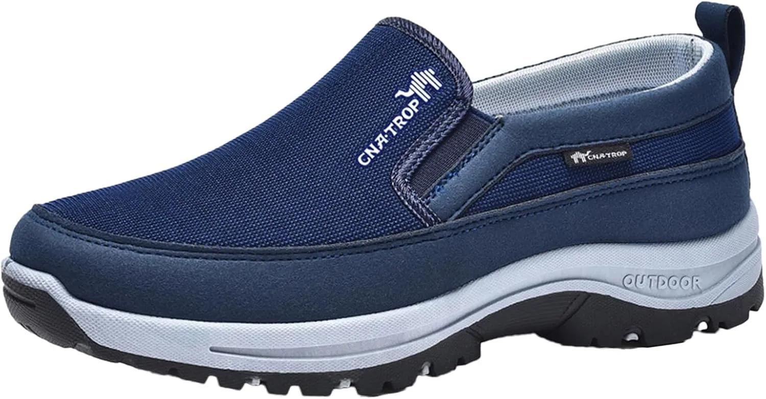 Men's Walking Shoes Waterproof Hiking Breathable Mesh Shoes Slip on Orthopedic Sneakers Outdoor Non Slip Shoe Casual Low Top Boots for Men Climbing Running Workout Daily Work