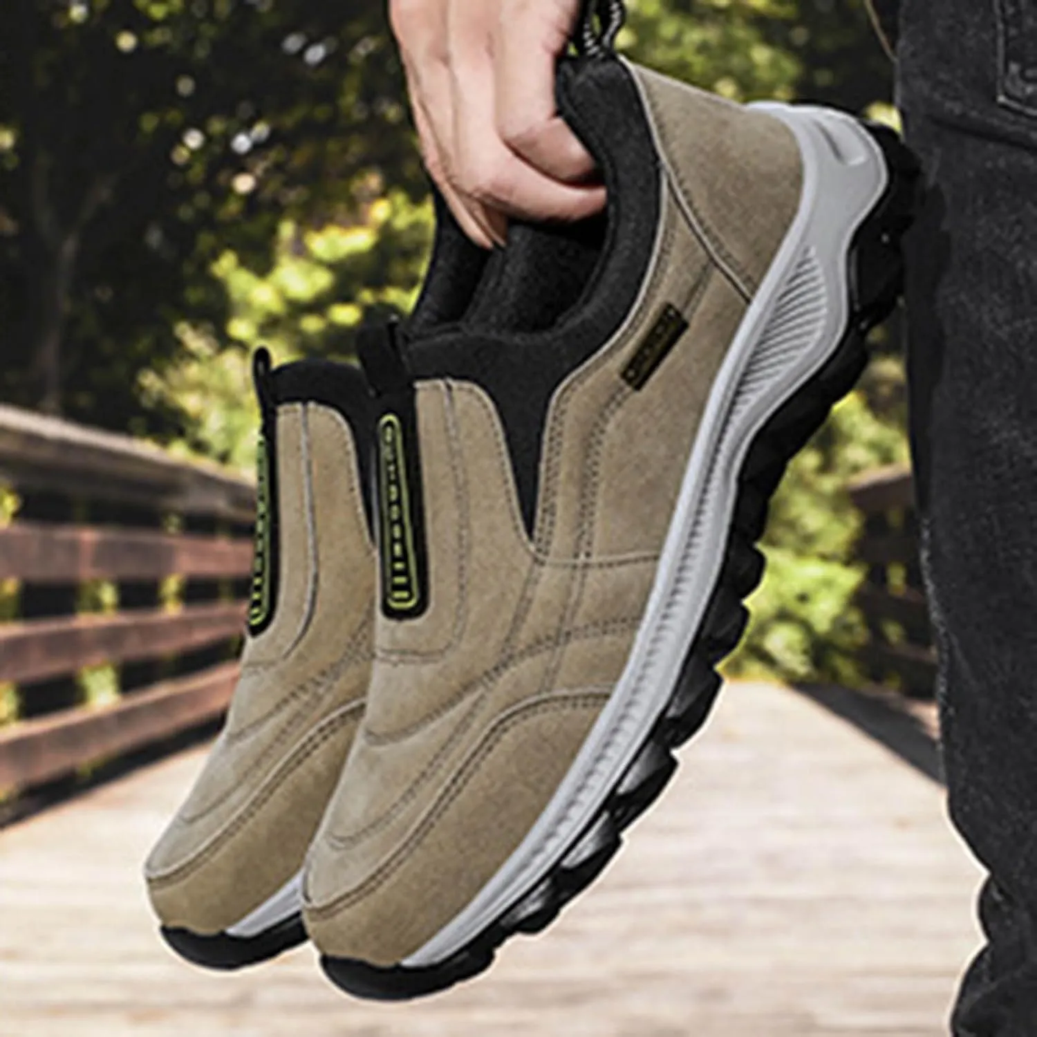 Men's Walking Shoes Waterproof Hiking Shoes Slip on Orthopedic Breathable Comfortable Sneakers Outdoor Non Slip Mountaineering Shoe Casual Daily Work Footwear