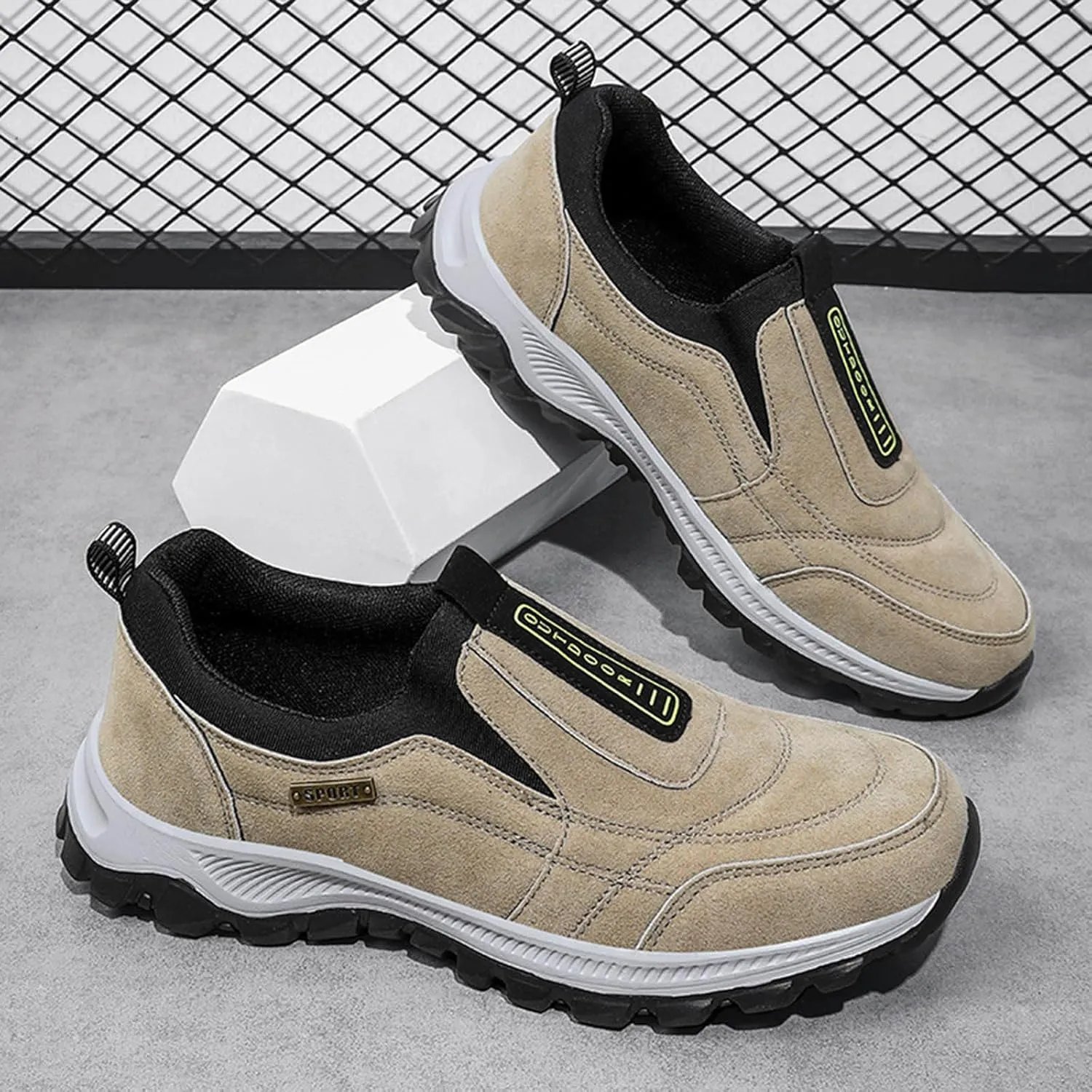 Men's Walking Shoes Waterproof Hiking Shoes Slip on Orthopedic Breathable Comfortable Sneakers Outdoor Non Slip Mountaineering Shoe Casual Daily Work Footwear
