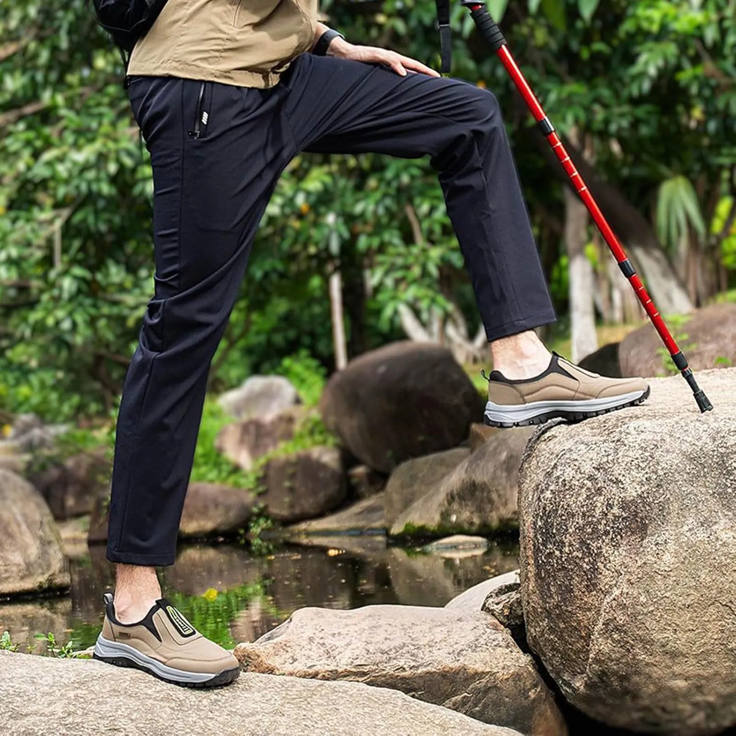 Men's Waterproof Comfortable Mountaineering Shoes Men's Non Slip Shoes Spring and Outdoor Slip Off Outdoor Road Climbing Hiking Mens Sneaker for All Day Walking Male