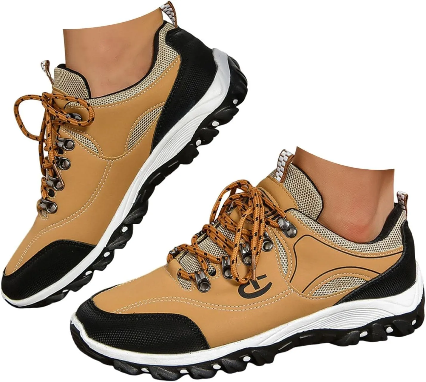 Men's Waterproof Hiking Mountaineering Shoes Leather Comfortable Lightweight Non Slip Low Tops Durable Outdoor Walking Work Shoes for Men Daily Workout