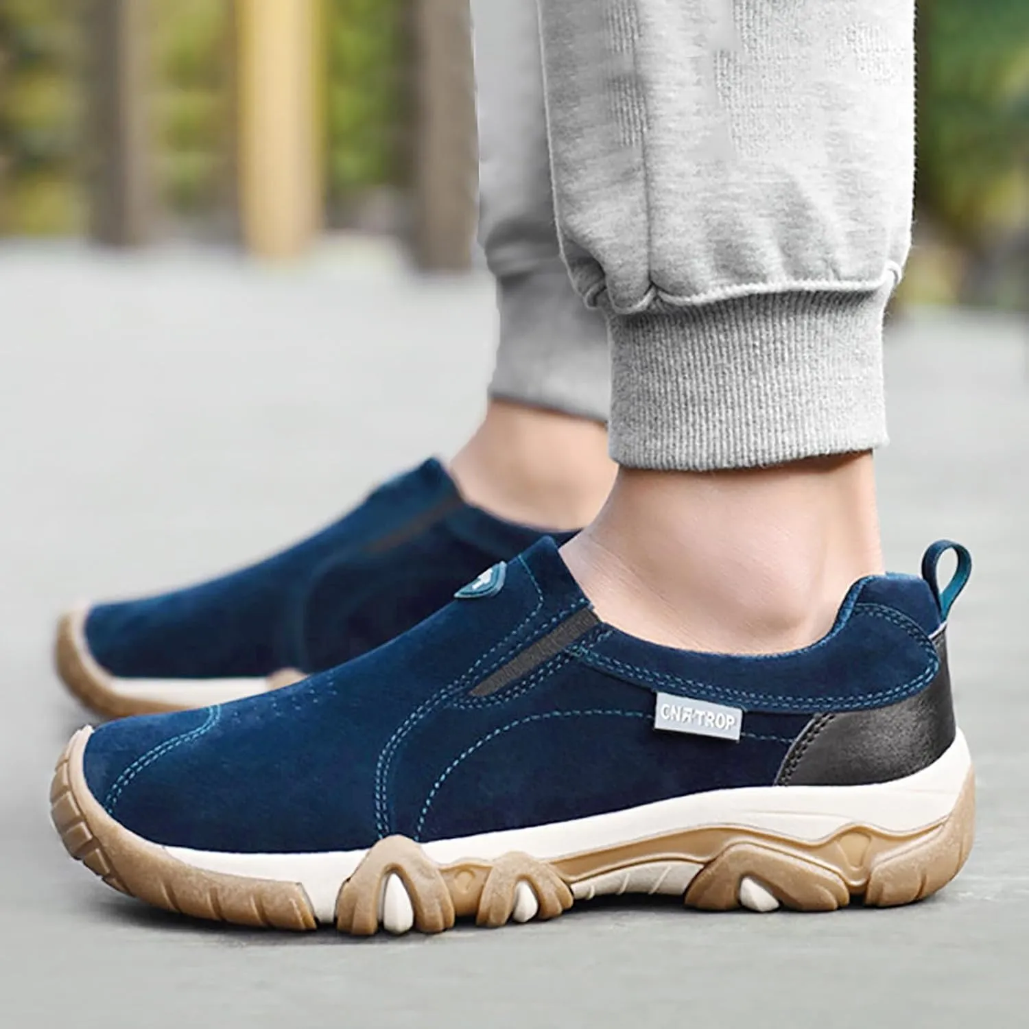 Men's Waterproof Hiking Shoes Breathable Comfortable Orthopedic Walking Shoes Slip on Outdoor Non Slip Sneakers Low Height Outdoor Boots Camping Travel Daily Walking Shoe Men