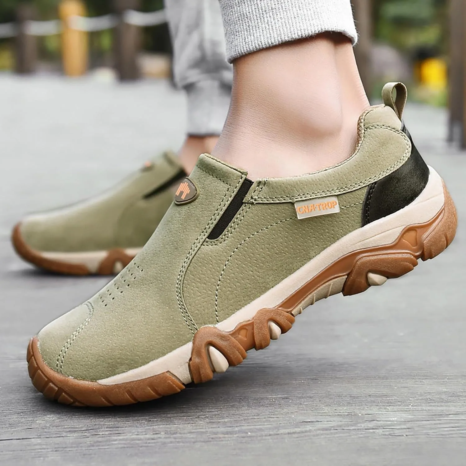 Men's Waterproof Hiking Shoes Breathable Comfortable Orthopedic Walking Shoes Slip on Outdoor Non Slip Sneakers Low Height Outdoor Boots Camping Travel Daily Walking Shoe Men