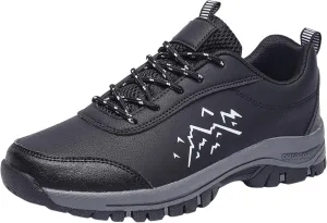 Men's Waterproof Hiking Shoes Comfortable Leather Low-Top Hiking Shoes for Outdoor Climbing Trekking Camping Walking with Arch Support Camping Travel Sneakers