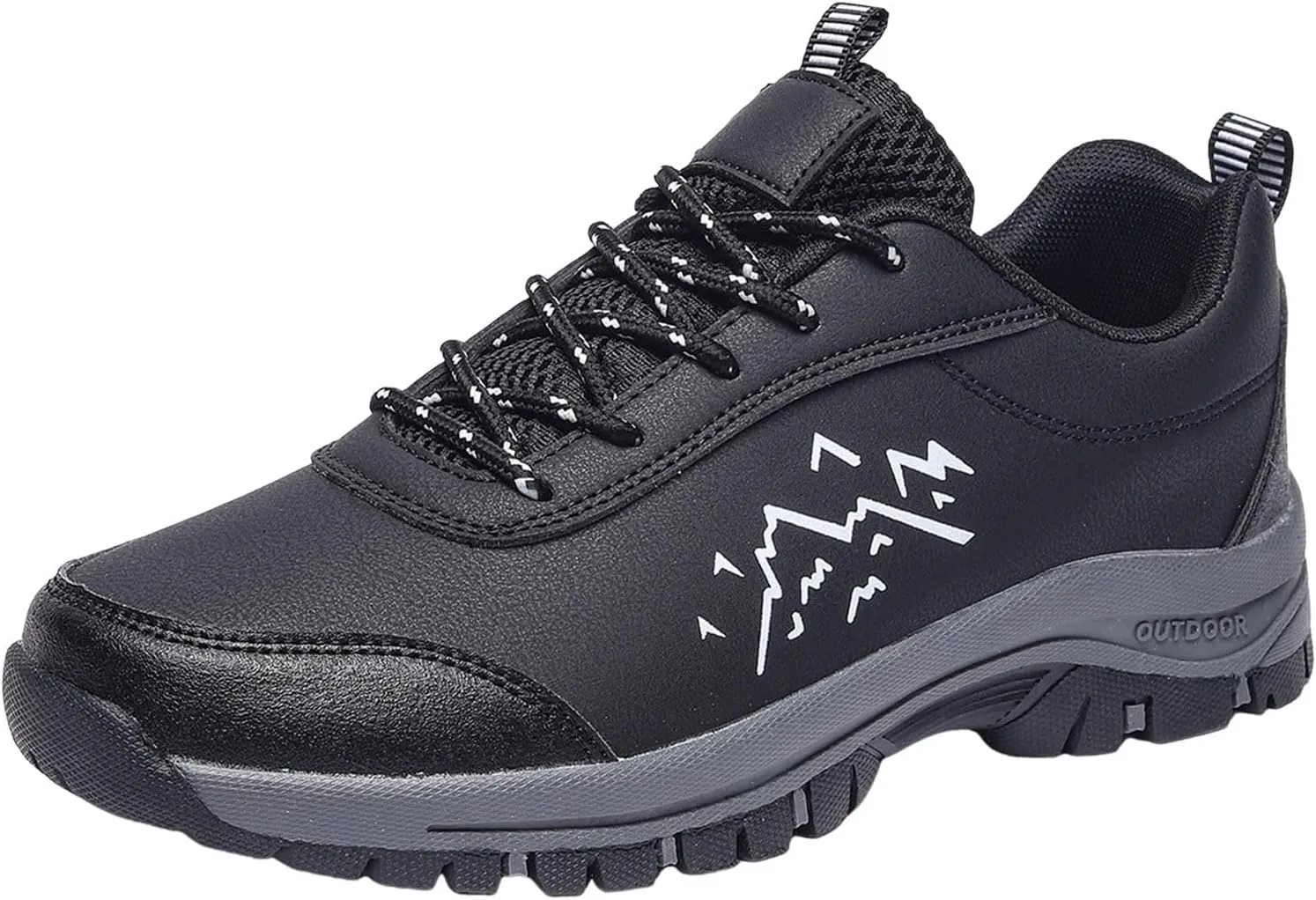 Men's Waterproof Hiking Shoes Comfortable Leather Low-Top Hiking Shoes for Outdoor Climbing Trekking Camping Walking with Arch Support Camping Travel Sneakers