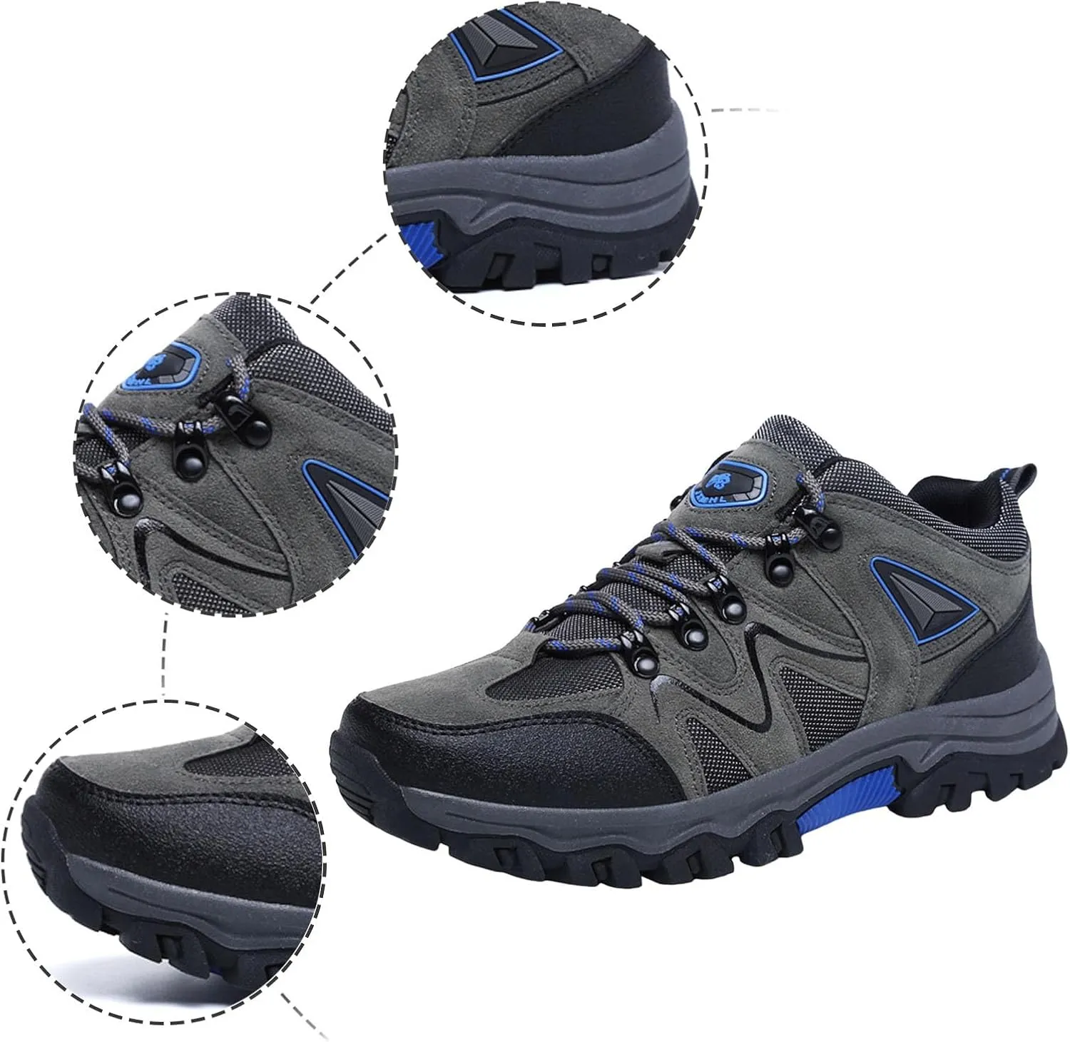 Men's Waterproof Hiking Shoes Comfortable Lightweight Non Slip Outdoor Ankle Boots Breathable Mesh Hike Trekking Climbing Shoes with Arch Support for Men Daily Walking Workout