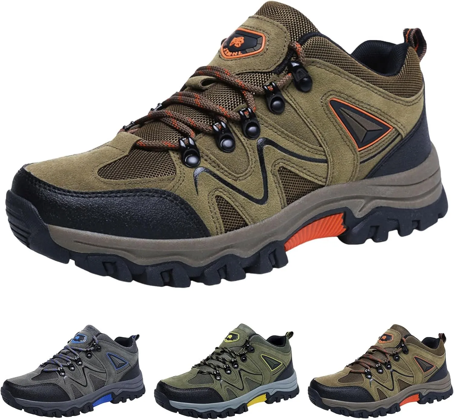Men's Waterproof Hiking Shoes Comfortable Lightweight Non Slip Outdoor Ankle Boots Breathable Mesh Hike Trekking Climbing Shoes with Arch Support for Men Daily Walking Workout
