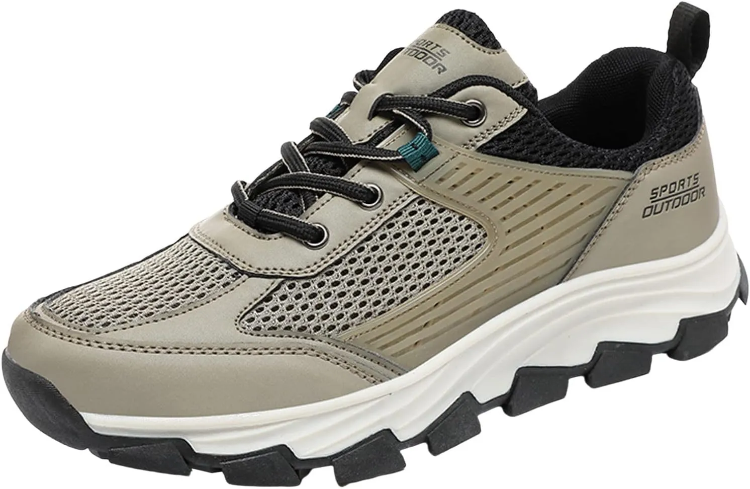 Men's Waterproof Hiking Shoes Leather Low-Top Leather Mountaineering Walking Shoes for Outdoor Trekking Camping with Arch Support Backpacking Boots All Day Workout Sneakers