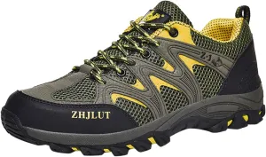 Men's Waterproof Hiking Shoes Lightweight Breathable Trekking Comfortable Backpacking Boots Non Slip Work Shoes Outdoor Mountaineering Camping Travel Sneakers with Arch Support
