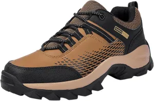 Men's Waterproof Hiking Shoes Lightweight Comfortable Non Slip Breathable Leather Walking Shoes for Outdoor Trekking Climbing Camping with Arch Support Men's Daily Work Shoe