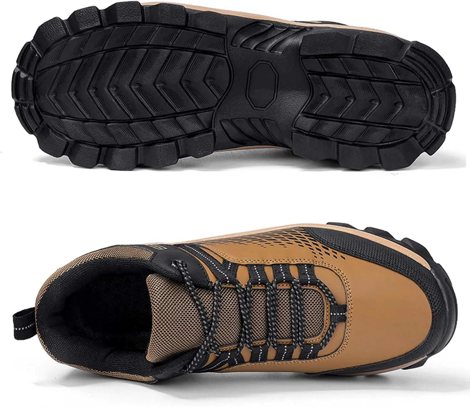 Men's Waterproof Hiking Shoes Lightweight Comfortable Non Slip Breathable Leather Walking Shoes for Outdoor Trekking Climbing Camping with Arch Support Men's Daily Work Shoe