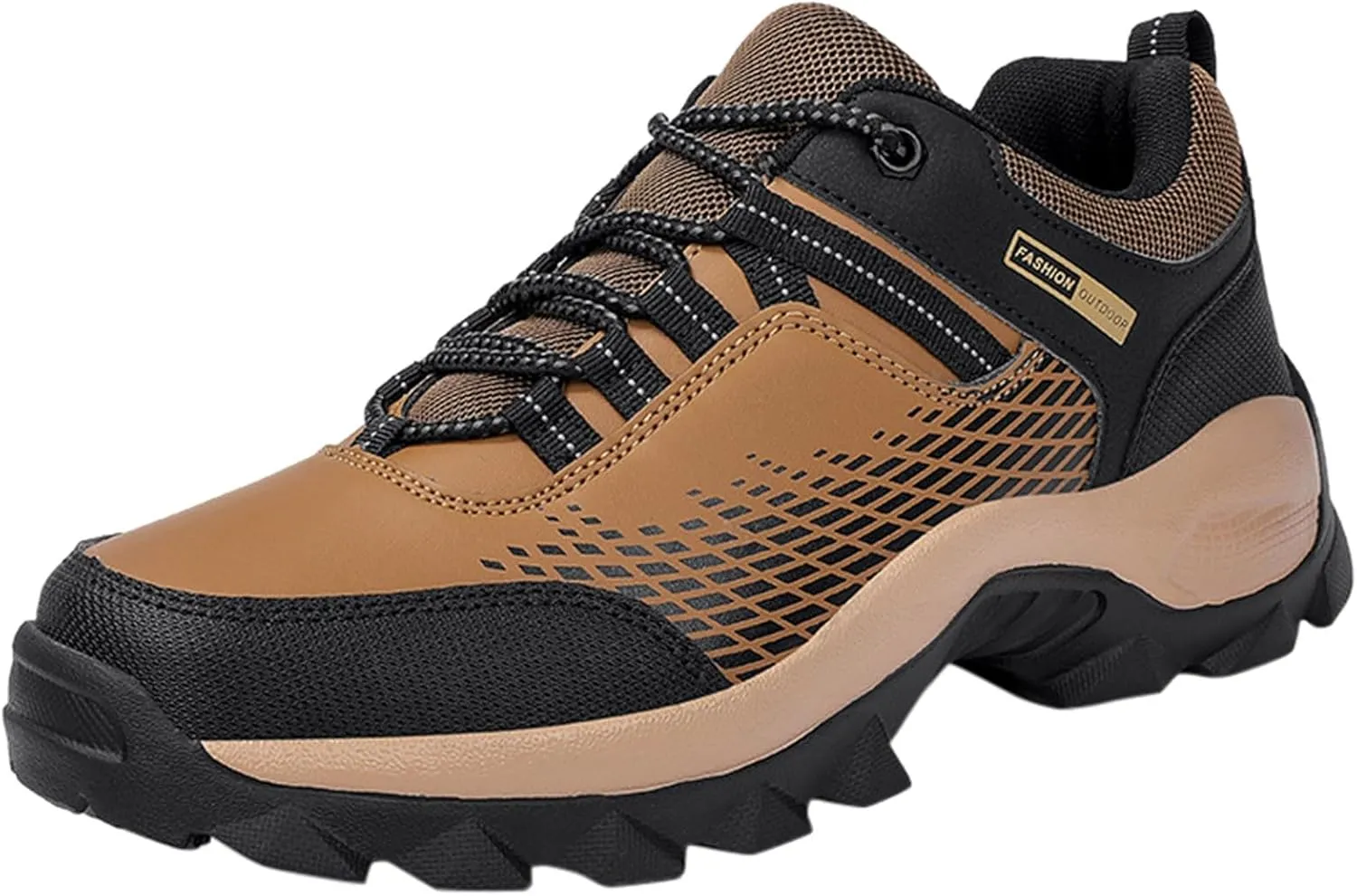Men's Waterproof Hiking Shoes Lightweight Comfortable Non Slip Breathable Leather Walking Shoes for Outdoor Trekking Climbing Camping with Arch Support Men's Daily Work Shoe