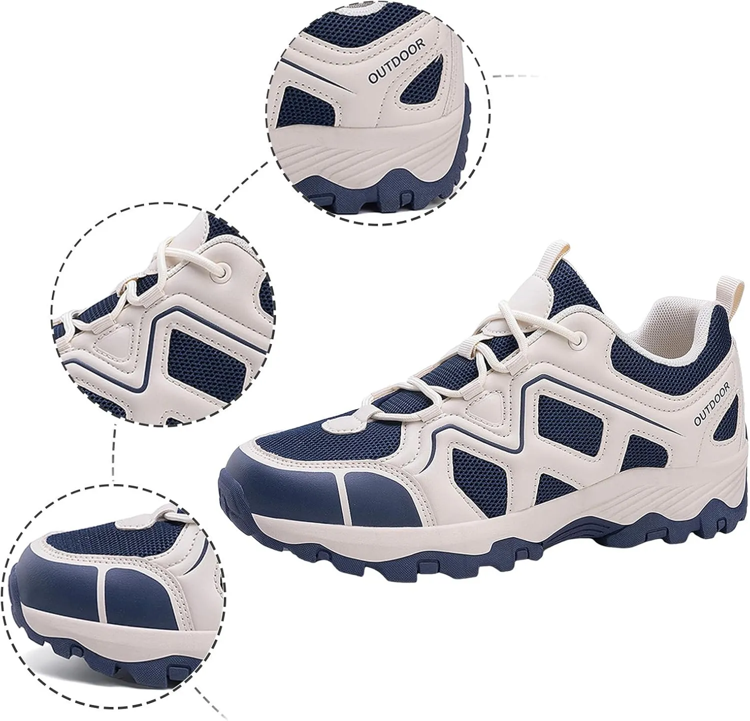 Men's Waterproof Hiking Shoes Lightweight Comfortable Non Slip Leather Walking Shoes for Outdoor Trekking Climbing Camping Mountaineering and Men Daily Work Sneakers