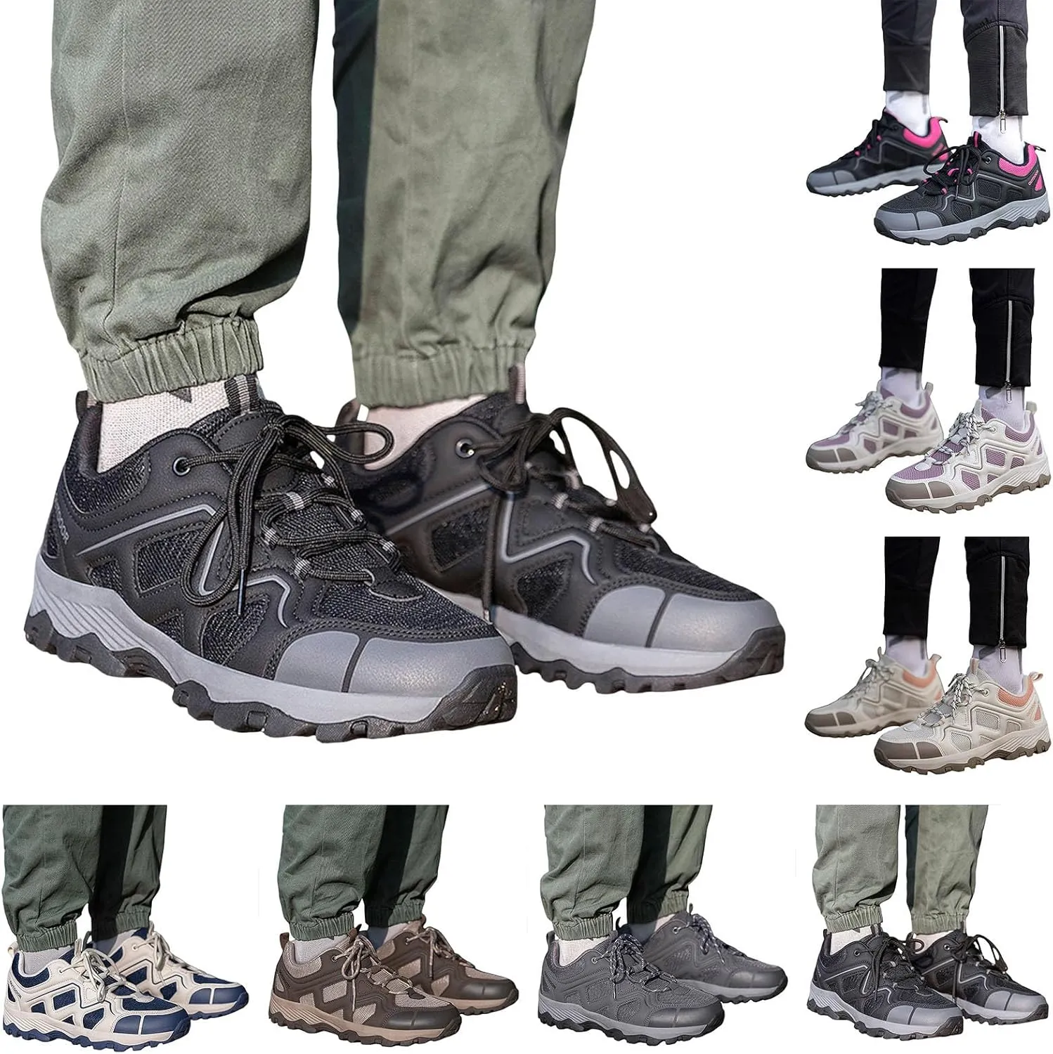 Men's Waterproof Hiking Shoes Lightweight Comfortable Non Slip Leather Walking Shoes for Outdoor Trekking Climbing Camping Mountaineering and Men Daily Work Sneakers