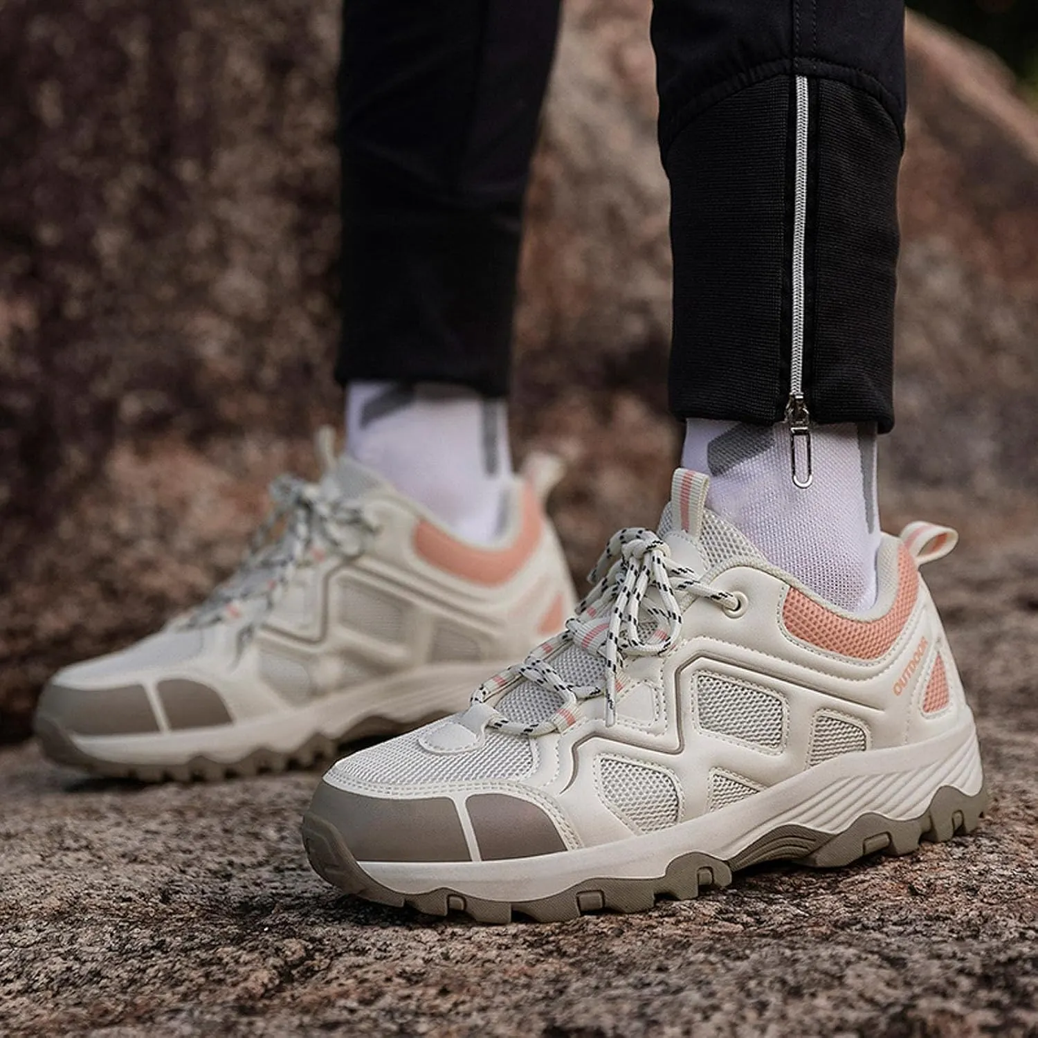 Men's Waterproof Hiking Shoes Lightweight Comfortable Non Slip Leather Walking Shoes for Outdoor Trekking Climbing Camping Mountaineering and Men Daily Work Sneakers