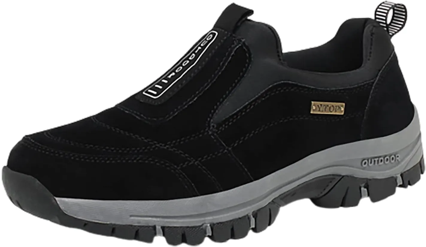 Men's Waterproof Hiking Shoes Lightweight Non Slip Comfortable Outdoor Cut Top Slip On Ankle Boots Breathable Hike Trekking Climbing Mountaineering Shoes for Men Daily Work