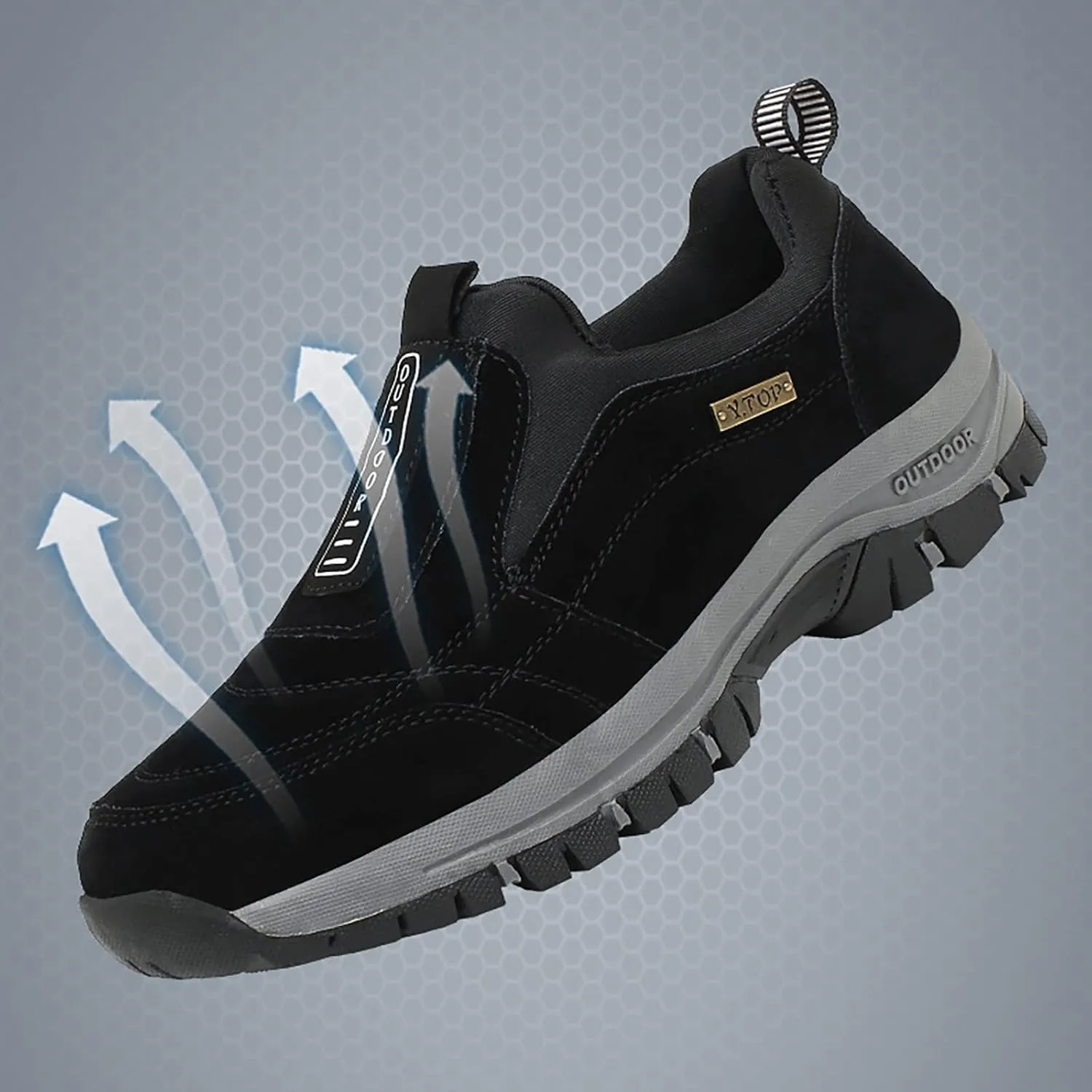 Men's Waterproof Hiking Shoes Lightweight Non Slip Comfortable Outdoor Cut Top Slip On Ankle Boots Breathable Hike Trekking Climbing Mountaineering Shoes for Men Daily Work