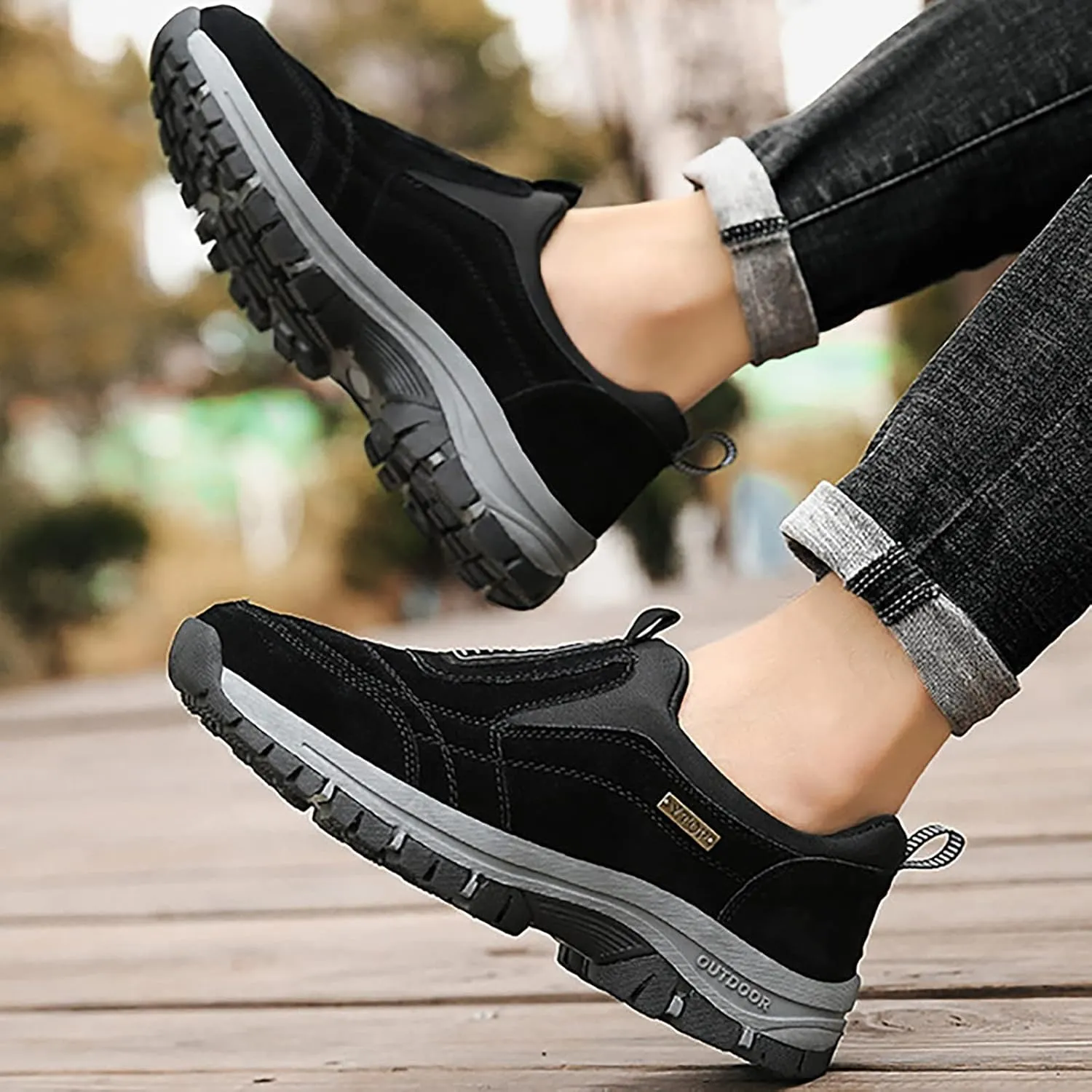 Men's Waterproof Hiking Shoes Lightweight Non Slip Comfortable Outdoor Cut Top Slip On Ankle Boots Breathable Hike Trekking Climbing Mountaineering Shoes for Men Daily Work