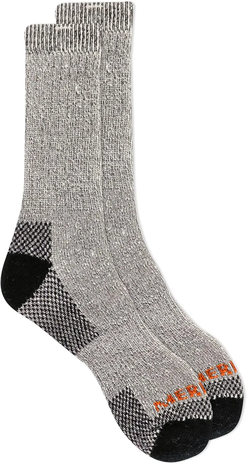 Merrell Men's and Women's Heavyweight Merino Wool Hiking Crew Socks-Breathable Reinforced Cushion and Arch Support