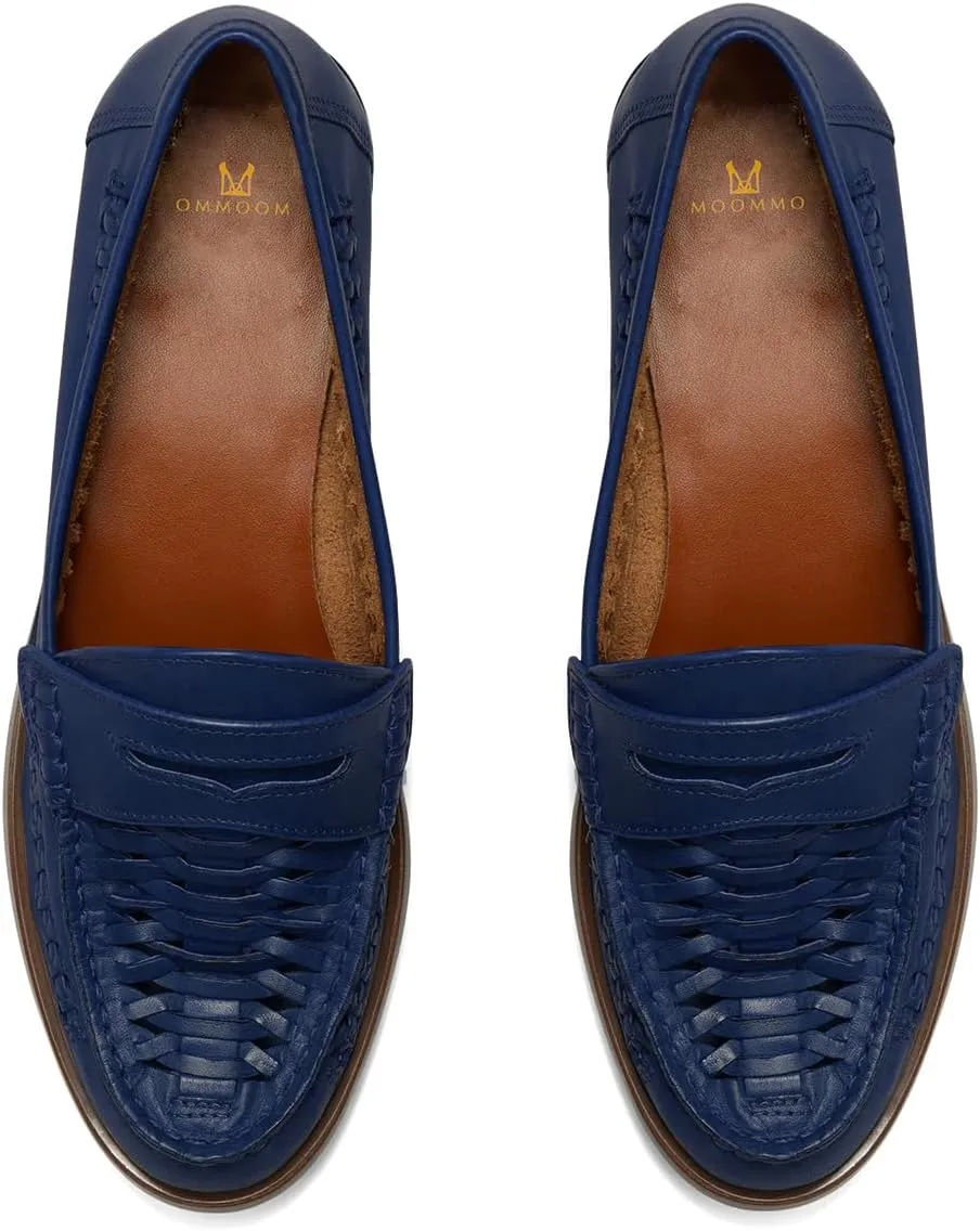 MOOMMO Women Chunky Low Heel Loafers Woven Slip On Round Toe Loafer Shoes Oxfords Comfy 2 Inch Block Heel Penny Loafers Office Work Pumps Braid Vintage Retro Comfy 4-11 M US