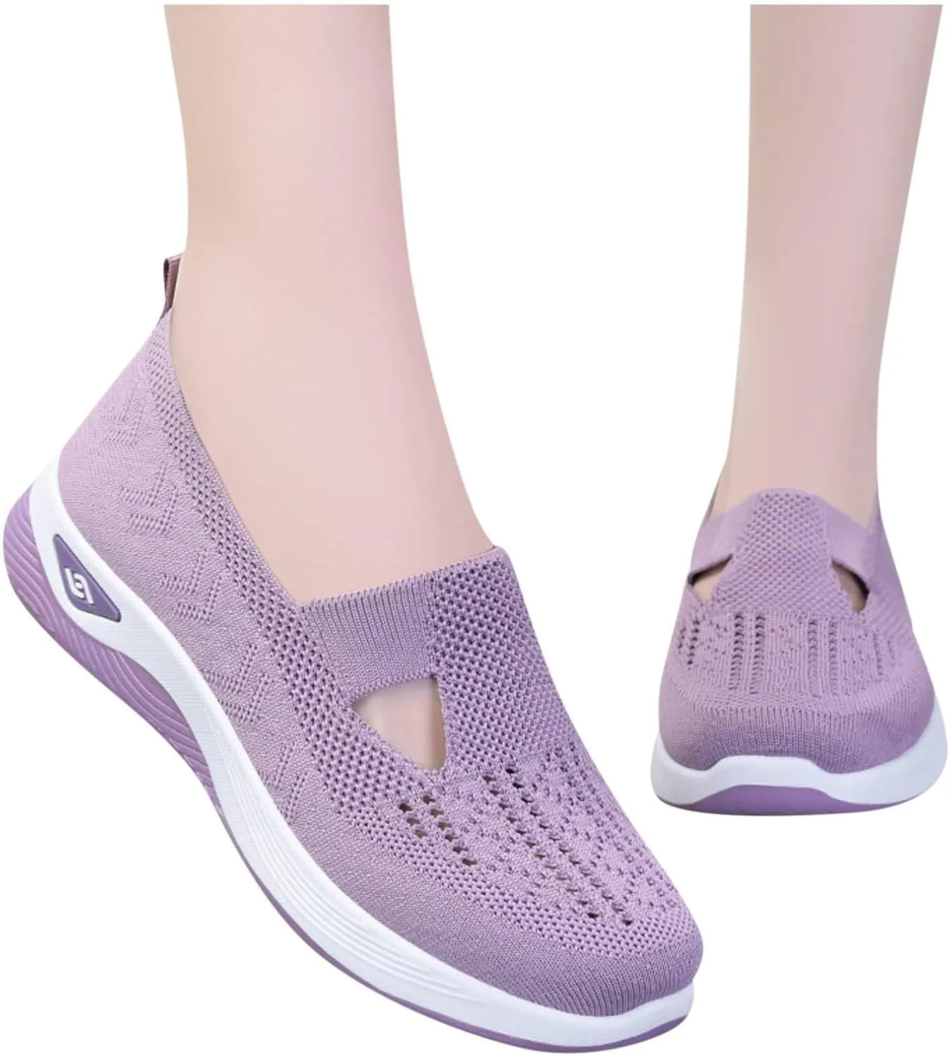 Orthopedic Shoes for Women Woven Slip on Go Walking Shoes Arch Support Breathable Casual Shoes Lightweight Foam Shoe