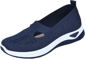 Orthopedic Shoes for Women Woven Slip on Walking Non Slip Work Shoes Women Mesh Women Casual Shoes White Sneakers Steel Toe Tennis Shoe Cross Trainer Shoe