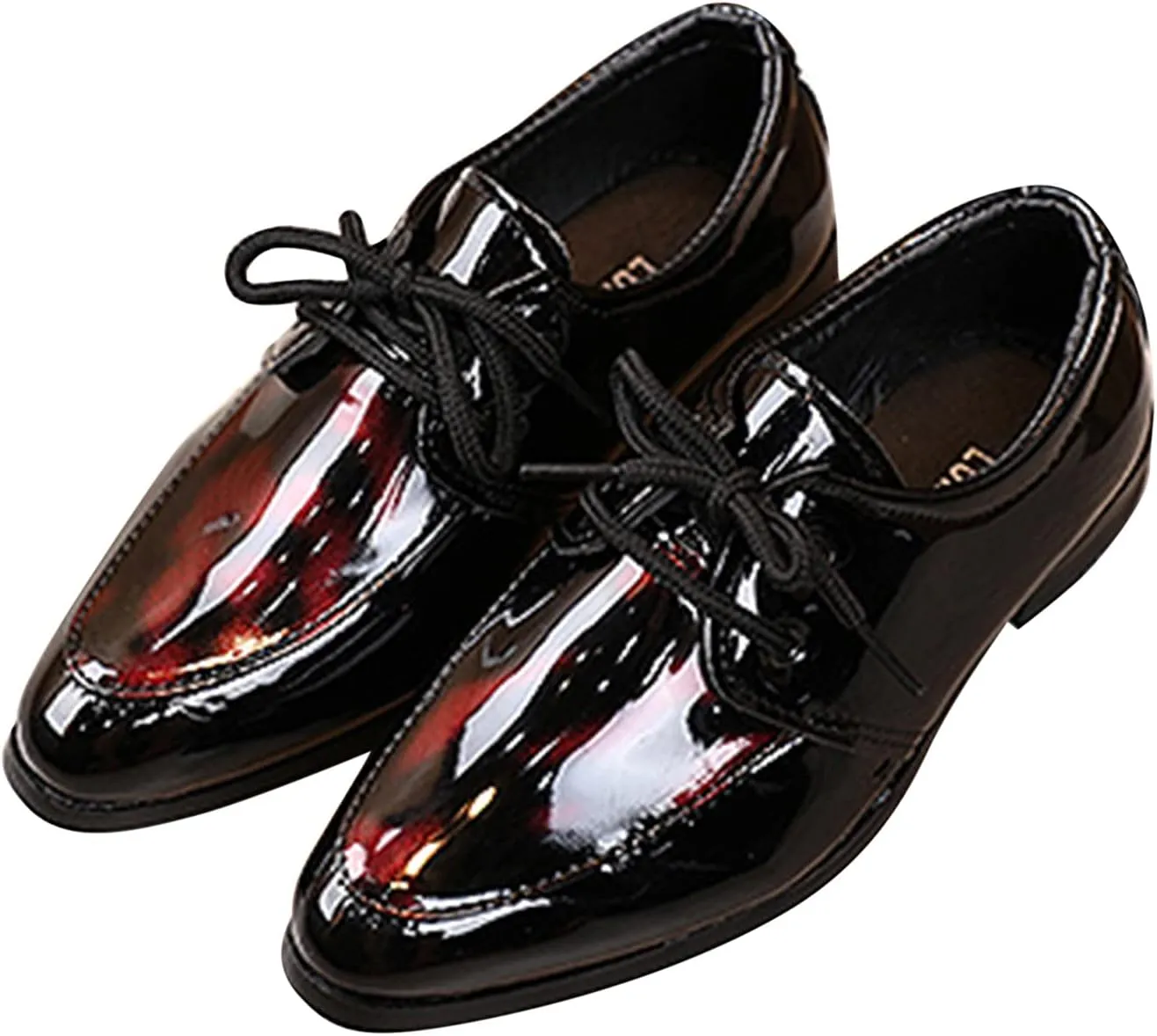 Pointed Toe Dress Shoes for Boys Kids Toddler British Style Glossy Leather Shoes Wedding Formal Oxfords Dressy Shoes