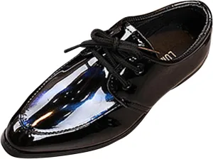 Pointed Toe Dress Shoes for Boys Kids Toddler British Style Glossy Leather Shoes Wedding Formal Oxfords Dressy Shoes