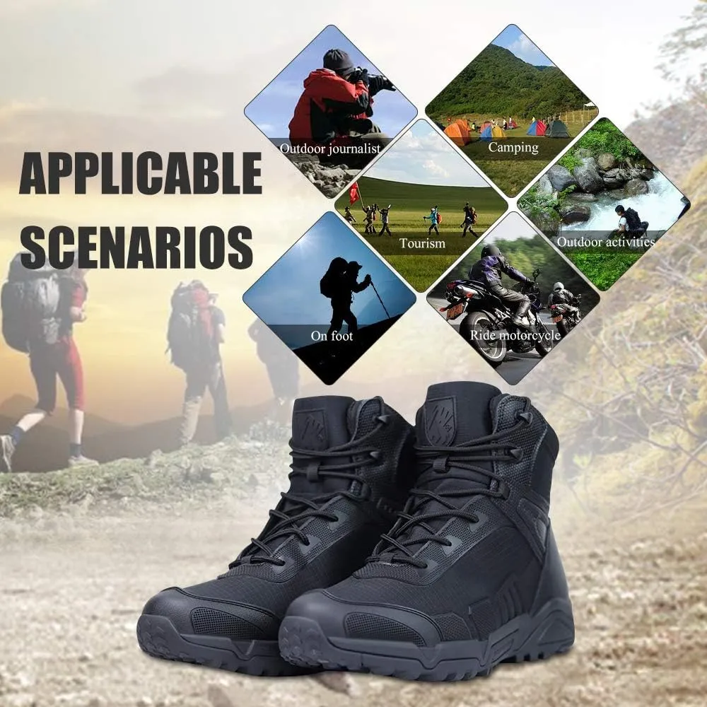 QUNLON Men's military & Tactical Boots Lightweight Combat Boots for Men Breathable Army Jungle Boots Men's Water Resistant Hiking Hunting Outdoor Boots