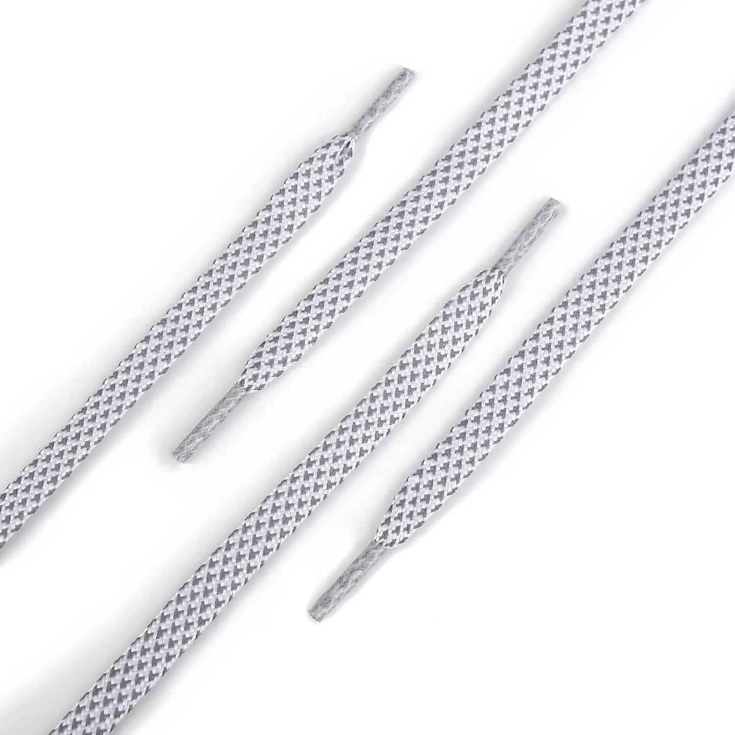 Reflective Flat Shoe Laces for Sneakers，Boots，Running Shoes，Casual Shoes (2 Pair Pack)