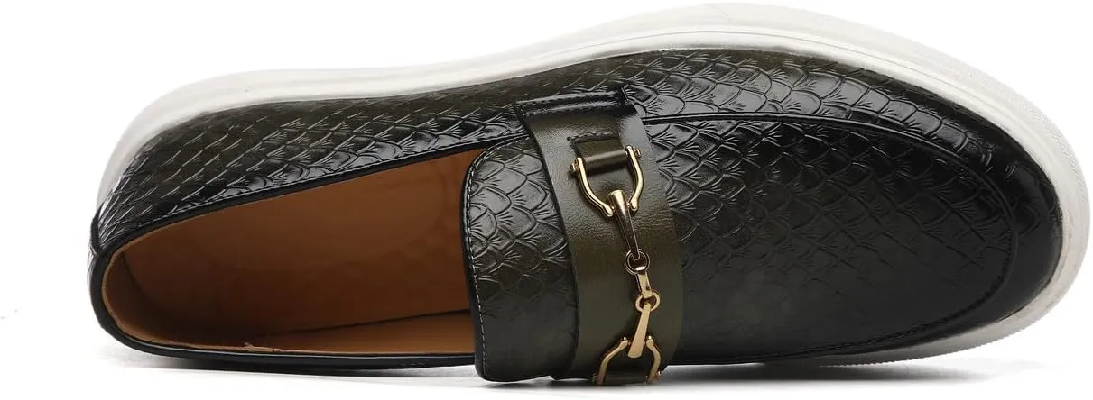 Santimon Men's Slip-On Woven Loafers, PU Leather Upper, Moc Toe, Dress Party Shoes for Men