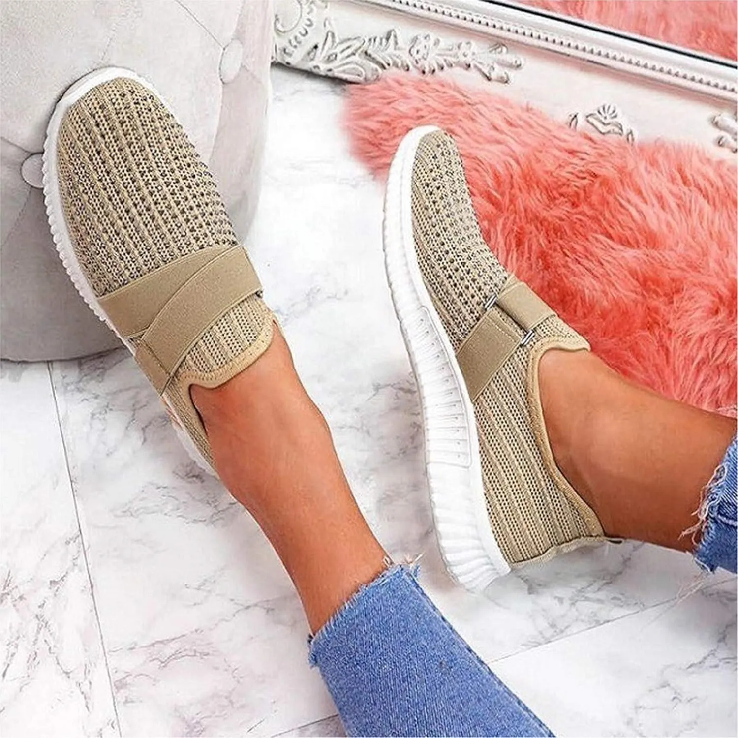 SBGMoSJ 8.5 Wide Womens Running Sneakers Walking Shoes Women Wide Width Size 9 W 8.5 Wide Womens Sneakers Running Casual Wedge Sneakers for Women Comfortable Dressy Zapatos Confortables para Mujer