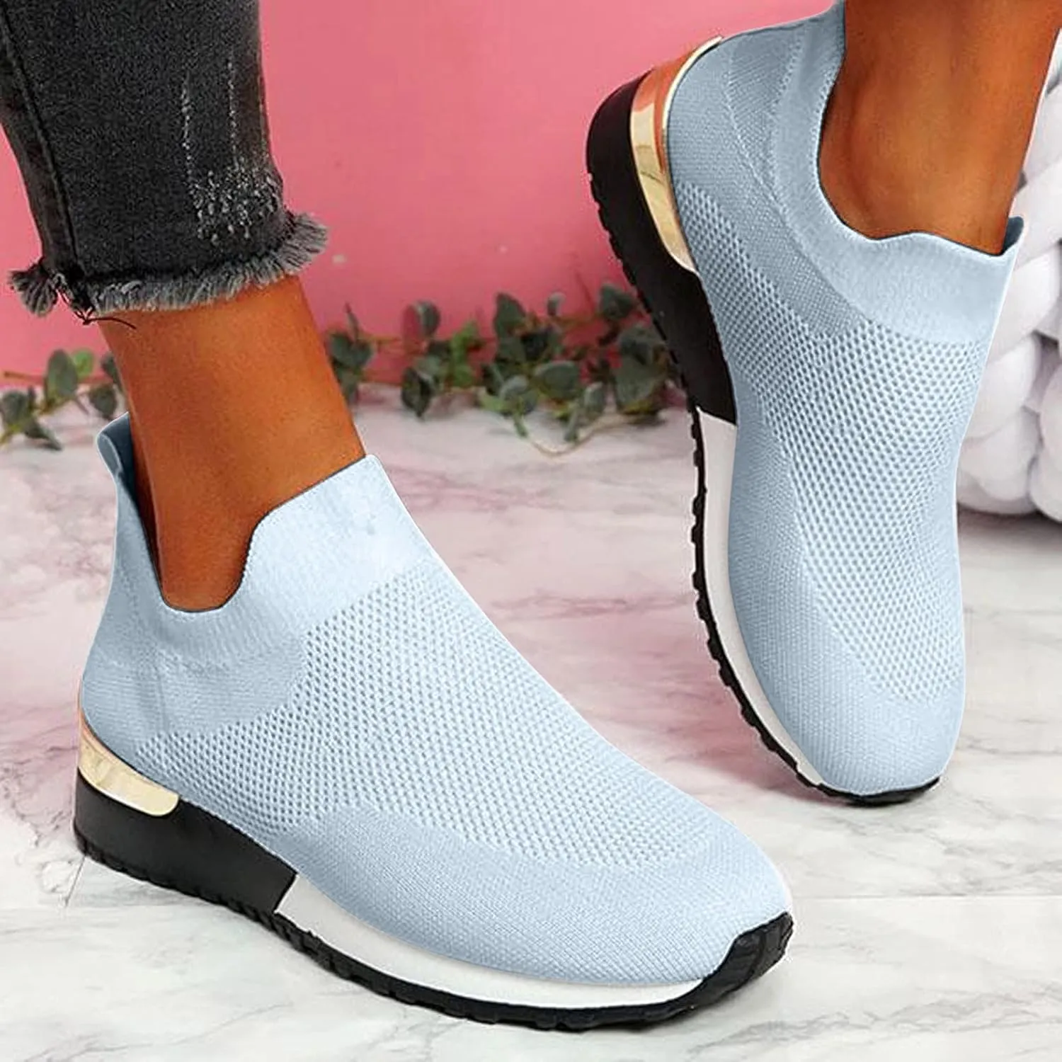 SBGMoSJ Bowling Shoes Women 8.5 Wide Black Slip On Tennis Shoes Nurse Shoes for Women Black Running Shoes for Women Black Walking Shoes for Plantar Fasciitis Women Size 11