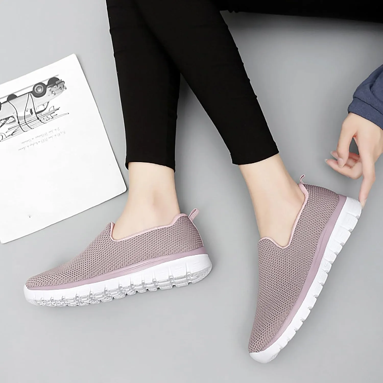 SBGMoSJ Casual Sneakers for Women Wide Zapatos Negros para Mujer Altos Womens Walking Shoes Slip On Sneakers Wide Width Black Tennis Shoes for Women Nursing Zapatos OrtopéDicos para Mujeres El