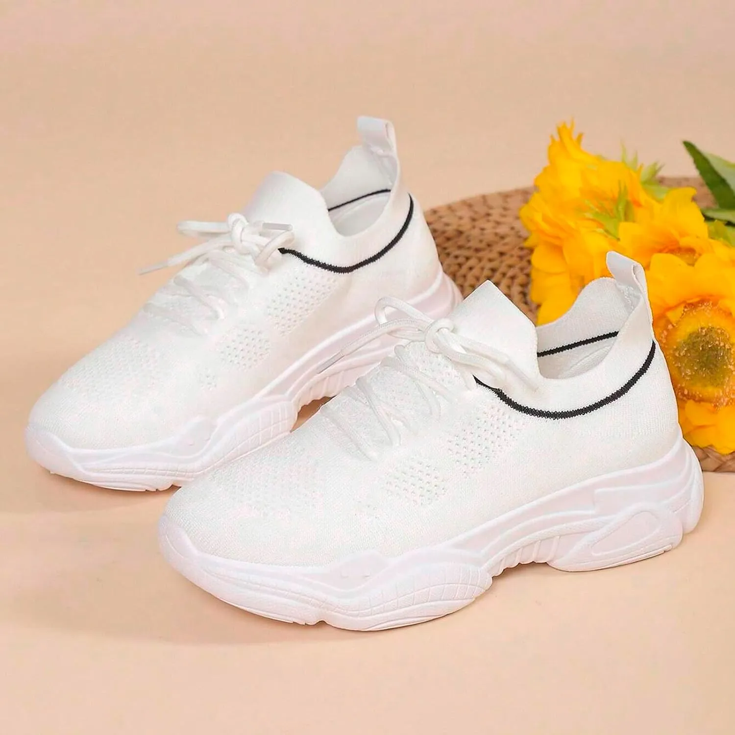 SBGMoSJ Casual Sneakers Women with Lanyard Women's Athletic Shoes 9 Wide Comfy Shoes for Women for Work Nurse Walking Shoes Women Wide Toe Box Womens Walking Sneakers Slip Ons