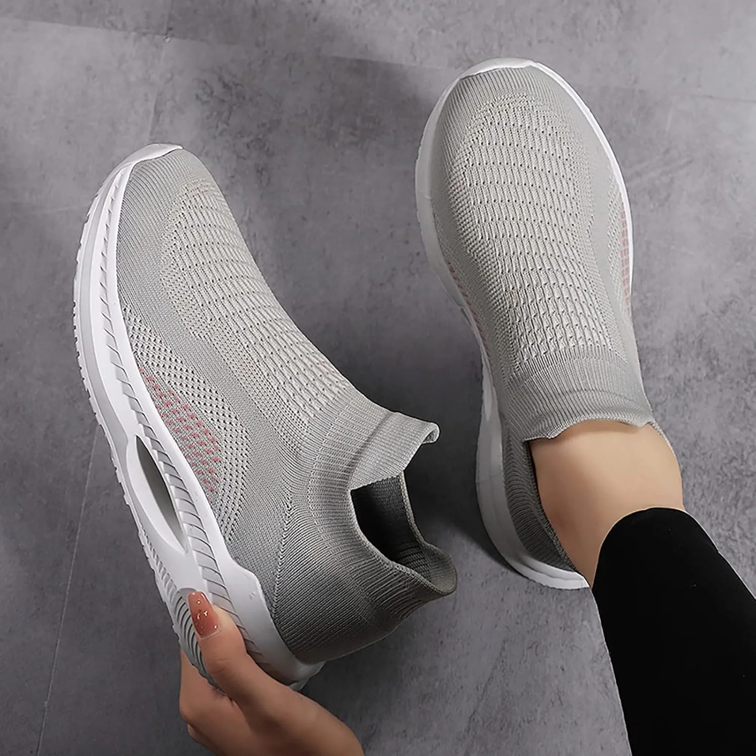 SBGMoSJ Gym Shoes for Women Workout Wide 10.5 Walking Shoes Women Wide Width Plantar Fasciitis Womens Slip On Sneakers Size 8.5 Tennis Shoes Womens Slip Resistant Work Shoes for Women Nurse