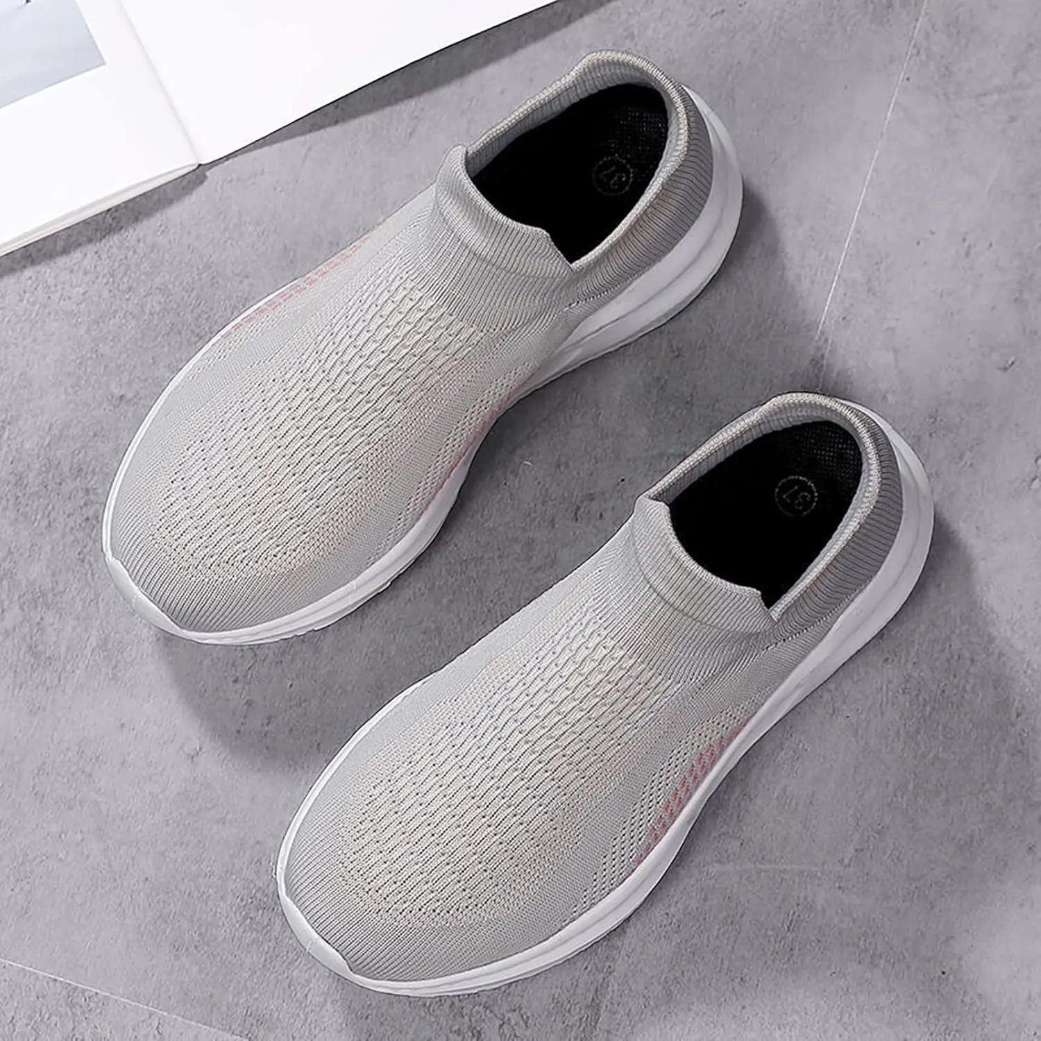 SBGMoSJ Gym Shoes for Women Workout Wide 10.5 Walking Shoes Women Wide Width Plantar Fasciitis Womens Slip On Sneakers Size 8.5 Tennis Shoes Womens Slip Resistant Work Shoes for Women Nurse
