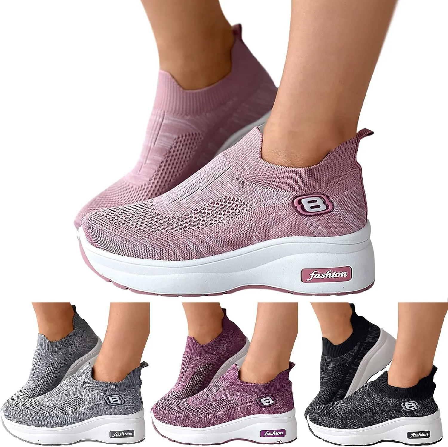 SBGMoSJ High Heel Wedge Sneakers for Women Size 11 Walking Shoes Women Wide Nursing Shoes Women Comfortable Women Shoes Sneakers 10.5 Women Orthopedic Sneakers Wide