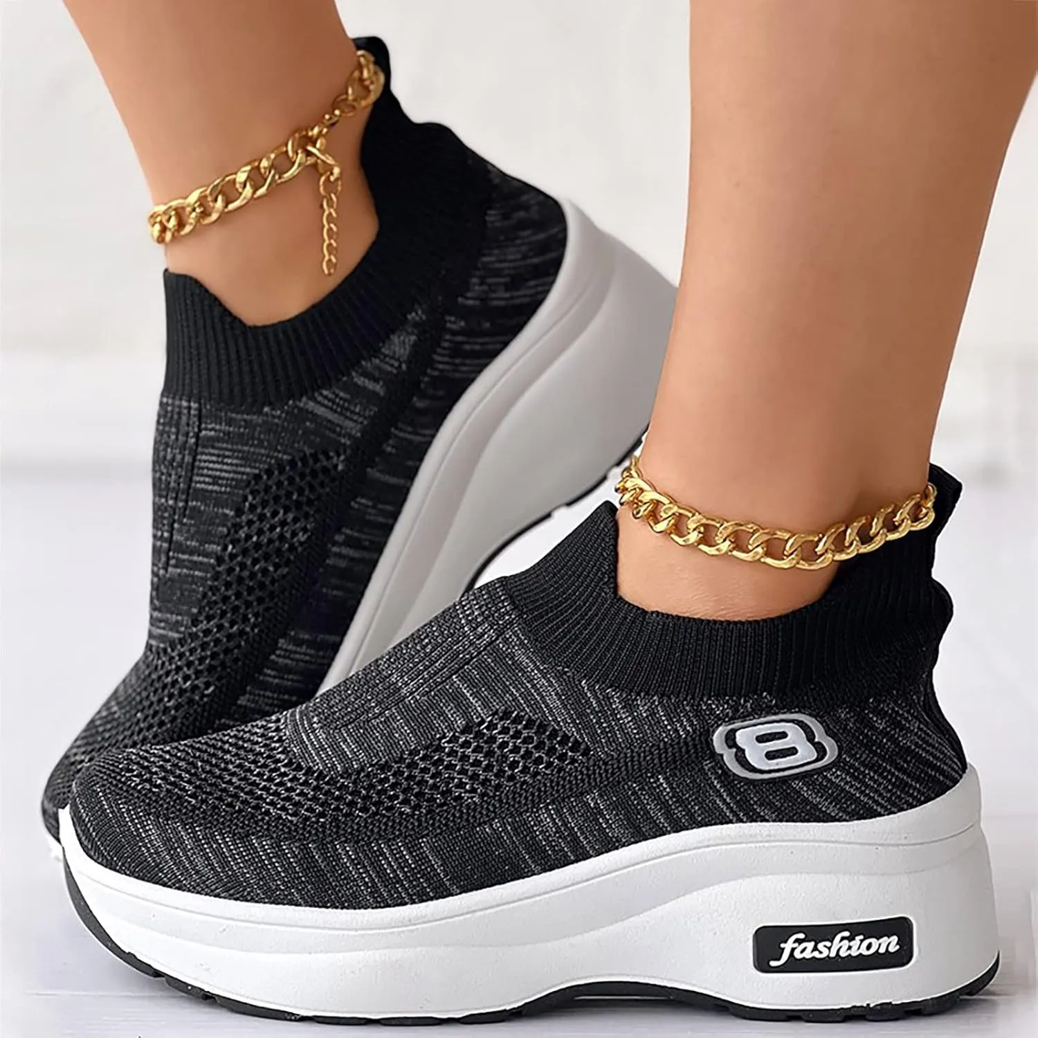 SBGMoSJ Womens Casual Sneakers Wide Feet Sneakers for Women 2023 Extra Wide Black Shoes Women Dressy Sneakers for Women 2023 Running Wide Comfortable Walking Shoes Women Size 11 Dressy