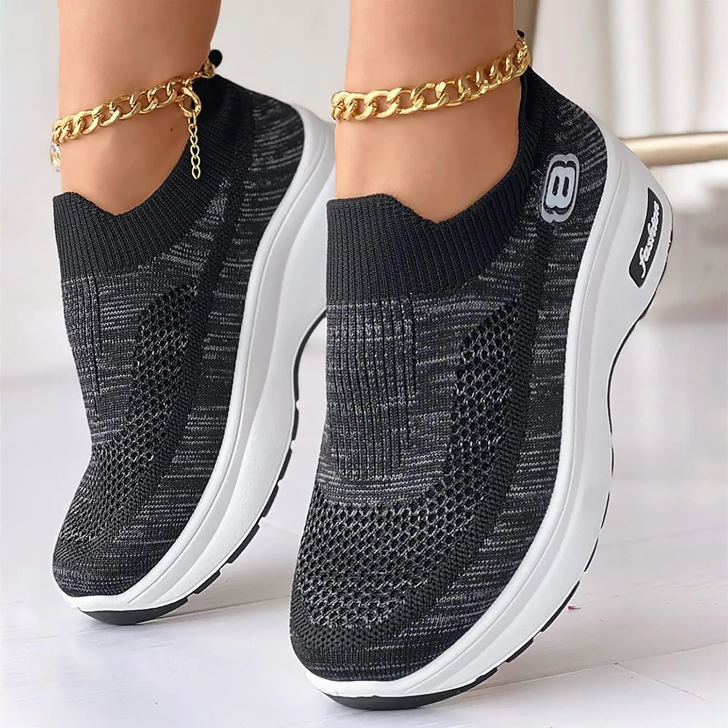 SBGMoSJ Womens Casual Sneakers Wide Feet Sneakers for Women 2023 Extra Wide Black Shoes Women Dressy Sneakers for Women 2023 Running Wide Comfortable Walking Shoes Women Size 11 Dressy